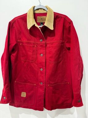 Vtg Lauren Ralph Lauren Red Chore Coat Barn Jacket Size Medium